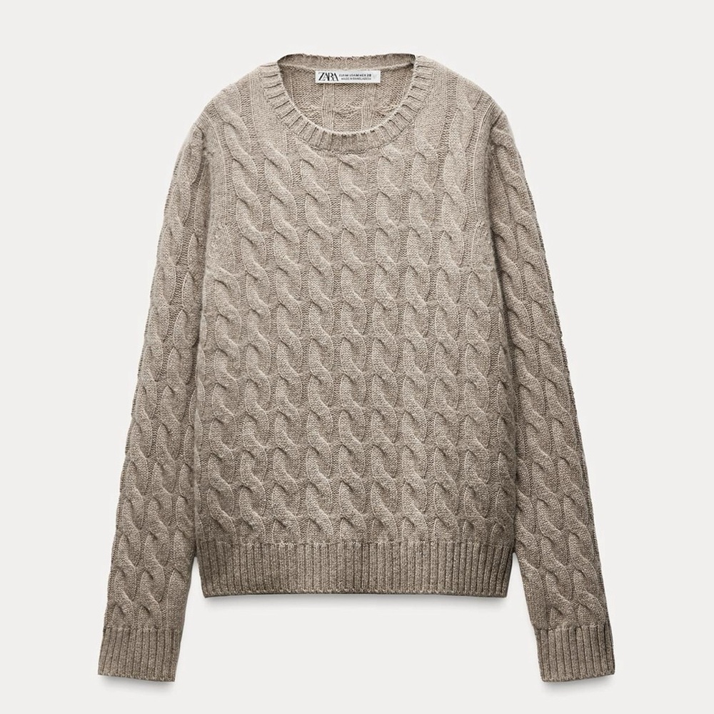 NWT ZARA 100% CASHMERE CABLE KNIT SWEATER SIZE S